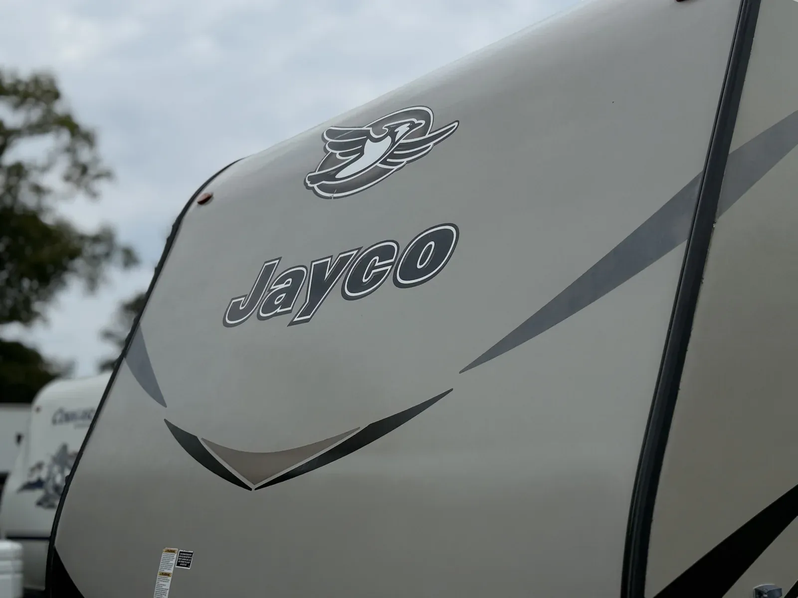Jayco travel trailer front cap, clean and glossy after RV detailing